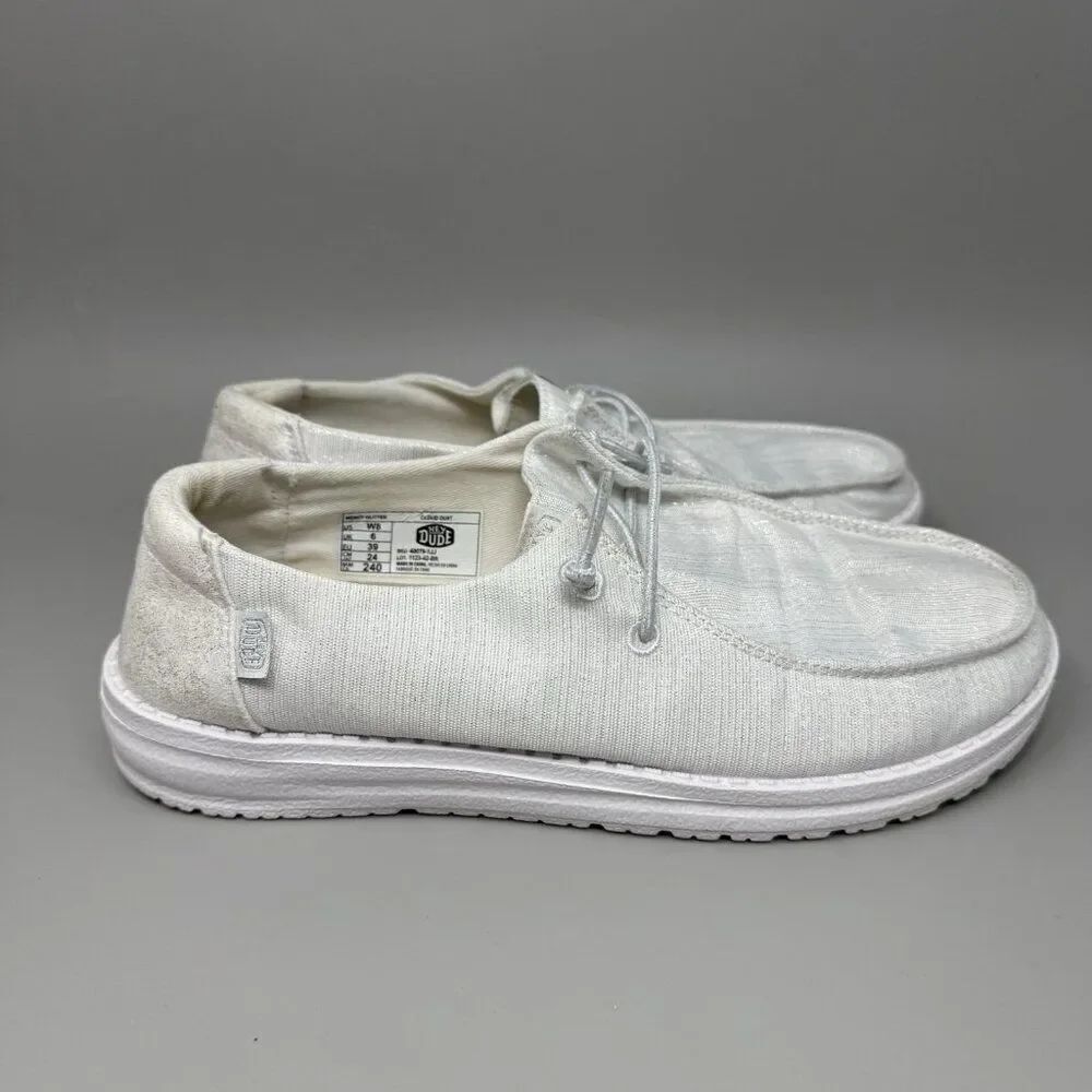 Hey Dude Wendy Sparkle Glitter Beige Womens Size 8 Casual Shoes